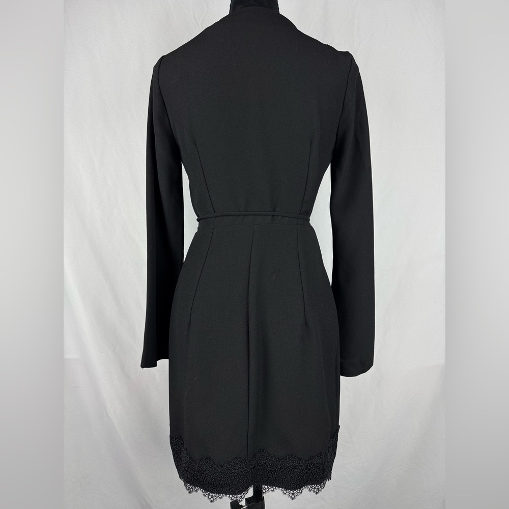 MNG Elegant Black Lace Trim Cardigan with Waist Tie - Picture 4 of 9